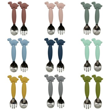 現貨16色》可愛恐龍造型 長柄不鏽鋼湯叉組(送收納盒)