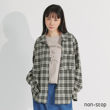 non-stop 慵懶文青寬版格紋襯衫-2色