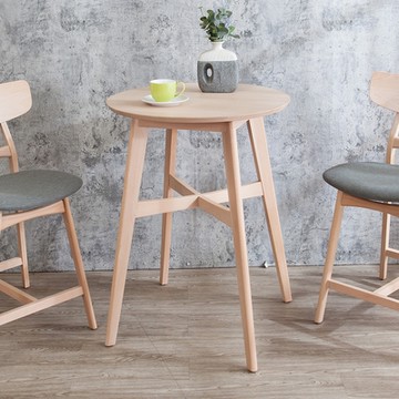 Boden-雷斯2.3尺圓形實木吧台桌/吧檯桌/洽談桌/休閒桌-洗白色-70x70x91cm