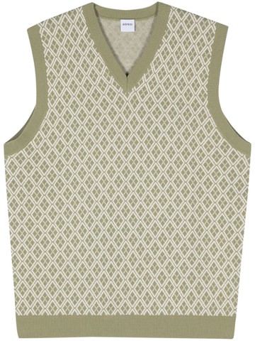 ASPESI - patterned-intarsia cotton vest - men - Cotton - 50 - Green