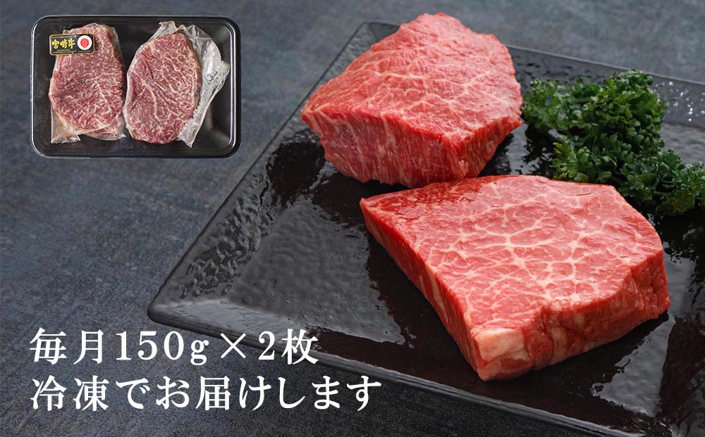 宮崎牛赤身ももステーキ300g(150g×2) 6回 合計1.8kg
