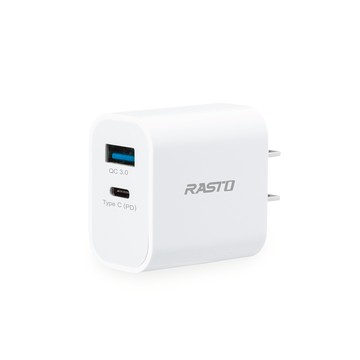 【台灣製造】RASTO RB30 20W 智能PD+QC3.0雙孔快速充電器