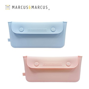 【MARCUS&MARCUS】輕巧矽膠餐具收納袋2入組(霧藍+甜粉)