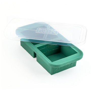 SOUPER CUBES 多功能食品級矽膠保鮮盒 2格 霧松綠  1個  1個裝