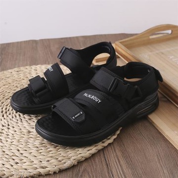 涼鞋男魔術貼夏季外穿防滑耐磨沙灘鞋男士運動休閑軟底涼拖鞋男潮