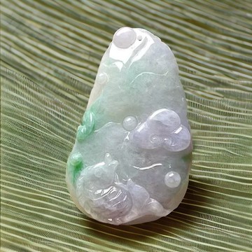 春帶彩翡翠巧雕荷包有魚項鍊 | 天然緬甸玉A貨翡翠 | 送禮