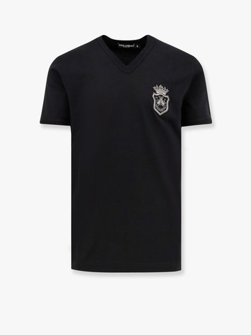 Cotton t-shirt with hand-embroidered patch - DOLCE & GABBANA - gender_Man