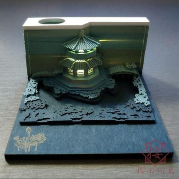 立體紙雕便利貼清水寺拱亭便簽紙古風【櫻田川島】
