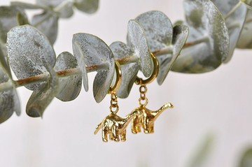 二毛銀【童年趣味-雷龍立體實心-圈圈耳環】銀 or 金