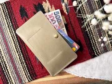 磁石鈕雙咭位長銀包 皮革DIY材料包 好好縫 刻名 長夾 簡約實用