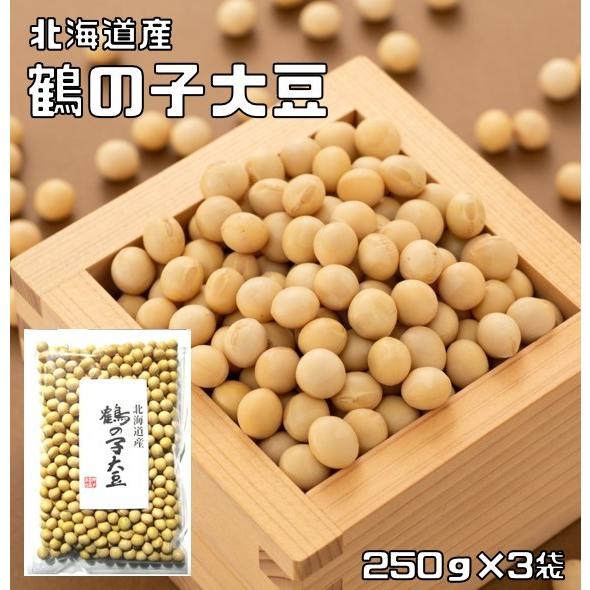 鶴の子大豆 250g×3袋 豆力 北海道産 （メール便）大豆 つるのこだいず 希少豆 国産 国内産 乾燥豆 豆類 和風食材 生豆