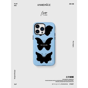 ANMEINICE復古蝴蝶韓國圓邊菲林殼適用蘋果15pro手機殼新款iPhone16保護殼14promax二合一雙層全包防摔磨砂13