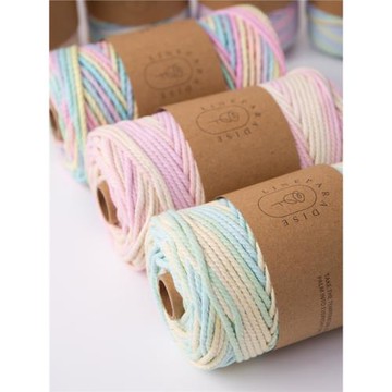 3mm漸變色3股棉繩 春夏新色 手編包帶繩 雛菊小花手機掛繩專用線