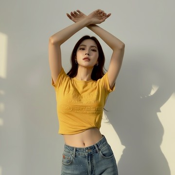 立體字暈染造型T-黃【KT224845】