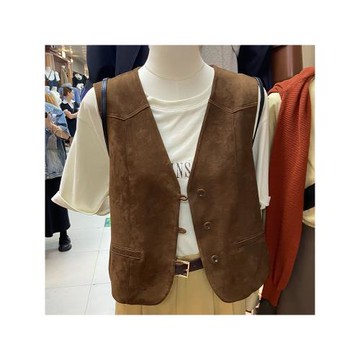 十三行咖色馬夾開衫女2024秋季外搭短款坎肩背心馬甲外套顯瘦上衣