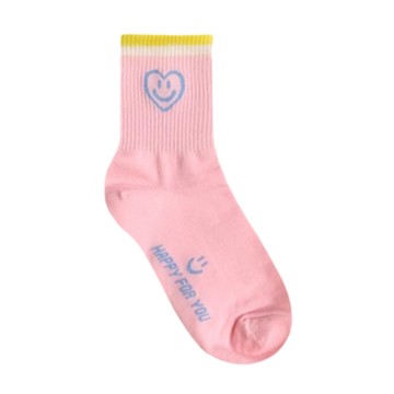 韓國襪口雙色愛心笑臉中筒襪-多款任選