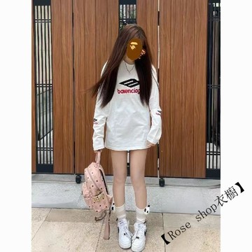 100%純棉ins高街潮牌長袖t恤女2026秋季美式小衆嘻哈寬鬆學生上衣 t恤女 正韓T恤 女生上衣 休