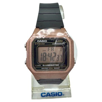 CASIO 卡西歐 復古金屬感方形數位電子腕錶 W-217HM-5AVDF  男女通用的  玫瑰金  1支