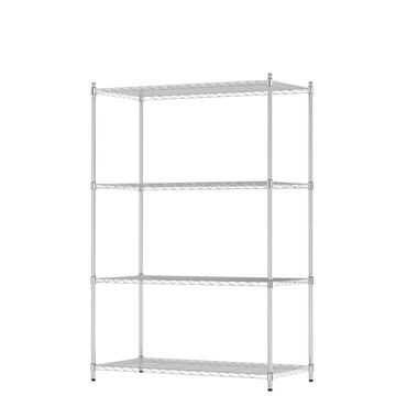 KIWISH 鐵架MIT輕型四層置物架120x60x180cm【質感銀】 鐵架 層架 鐵力士架 貨架 書架 倉儲架 收納架 置物架