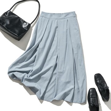 輕柔飄逸，展現優美垂墜感的美形裙 棉麻裙 長裙 灰藍 210807-2