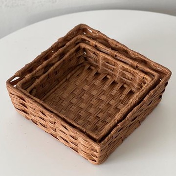 北歐風復古茶臺水果盤餐廳客廳茶幾家用零食收納筐藍小吃籃仿藤編