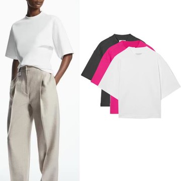 MD 春季新款白色基礎衫tee短袖休閑版型半高領寬袖T恤 1103513