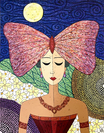 蝴蝶女孩繪畫－生命流動2