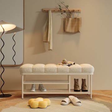 換鞋凳 長條換鞋凳家用門口鞋架可坐試衣間穿鞋凳奶油風入戶鞋柜坐凳一體