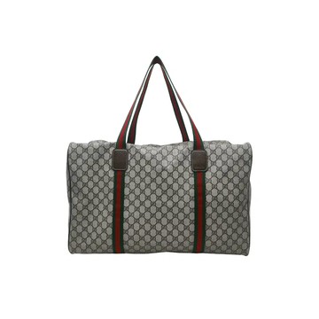 GUCCI 760152 經典織帶老花旅行袋購物袋 / 大號