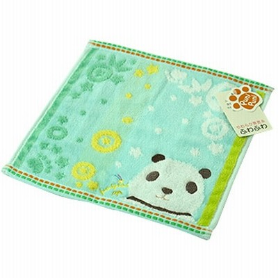 もちぷに タオルハンカチ ブルーグリーン パンダ 9003V017BG