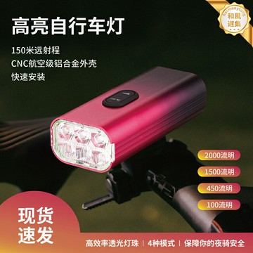 【2000流明高亮】自行車燈 山地車燈 騎行燈 夜騎燈 前燈 尾燈 LED強光 防水防震 Type-C快充 戶外運動必備