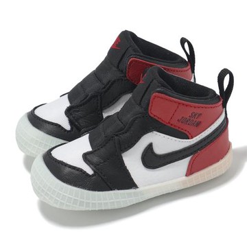 Nike 休閒鞋 Jordan 1 CRIB Bootie 小童 黑 紅 魔鬼氈 皮革 嬰兒鞋 學步鞋 AJ1 HJ9289-061