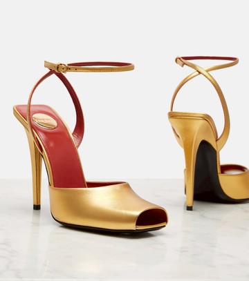 Saint Laurent La Scandale 110 metallic leather sandals