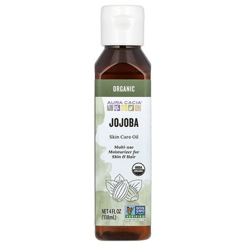 Aura Cacia, 有機護膚油，霍霍巴，4 液量盎司（118 毫升）