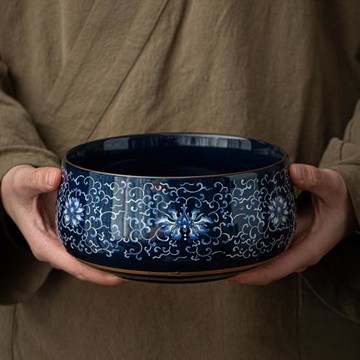 舊望格家用陶瓷琺瑯彩青花茶洗功夫茶具大號筆洗茶渣缸建水茶碗盆