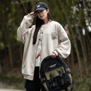 美式復古vintage棒球服男春秋2024新款麂皮絨外套男士飛行員夾克