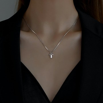 925純銀字母T項鏈女2021年新款簡約鎖骨鏈氣質輕奢小眾頸鏈2022