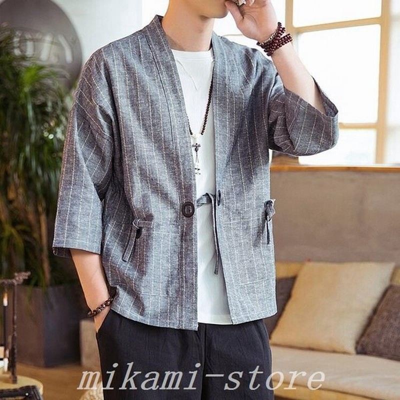 春夏メンズ上着和服長袖ストライブシャツ和風和装カーディガン綿麻カジュアル快適 通販 Lineポイント最大0 5 Get Lineショッピング