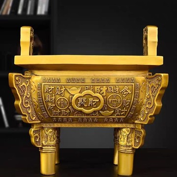 銅鼎純銅全銅香爐四方鼎純銅鼎盛千秋銅聚財鼎招財銅鼎家用高檔 c8072