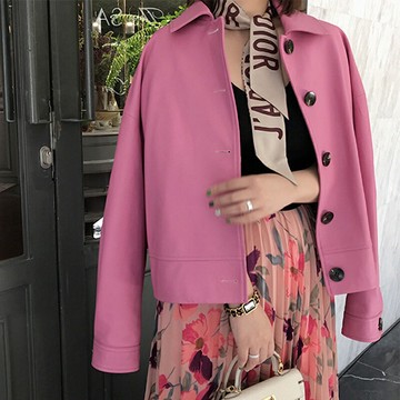 【巴黎精品】現貨+預購 皮衣外套真皮夾克-素色小方領高腰羊皮女外套4色a1dp51