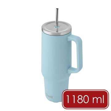 S'well 美國 Tumbler不鏽鋼吸管保溫隨行杯(湖水藍1180ml) / swell 冰壩杯 隨手杯 環保杯 車載杯 可機洗