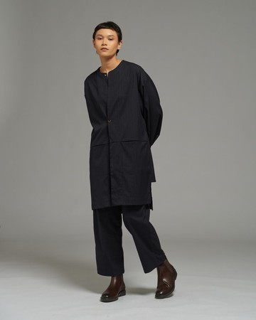 Unisex：The Overcoat (細條紋海軍藍)