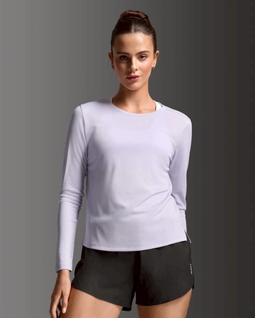 2XU Aero Long Sleeve 女士 暢跑透氣排汗快乾UPF防曬長袖運動上衣｜淺紫