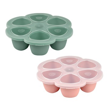 法國 beaba 矽膠分隔儲存盒 6x90ml (粉紅/鼠尾草綠)(偏遠地區不配送) 悅兒園婦幼生