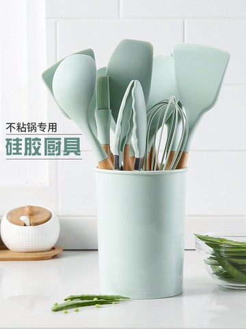 不粘鍋專用硅膠鏟護鍋炒菜鏟子家用湯勺子廚具耐高溫木柄硅膠鍋鏟