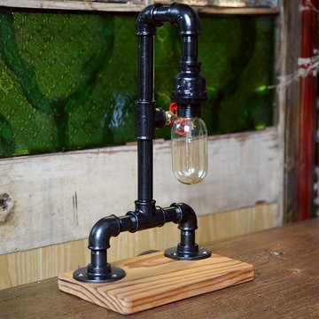 客制化禮物oft復古工業風水管燈創意仿古LED可充電臺燈