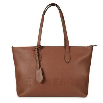 BURBERRY 巴寶莉 80528551 經典LORNE系列烙印LOGO皮革手提肩購物包托特包(棕色)