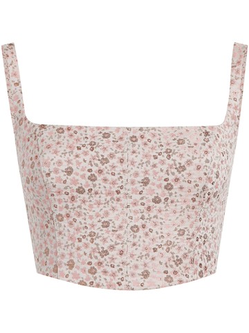 Cinq A Sept - floral-print cropped corset - women - Acrylic/Polyamide/Polyester - S - Pink