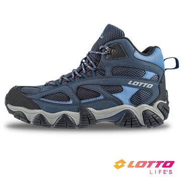 【LOTTO 義大利】男 Cougar 防潑水登山踏青鞋(藍-LT3AMO9146)
