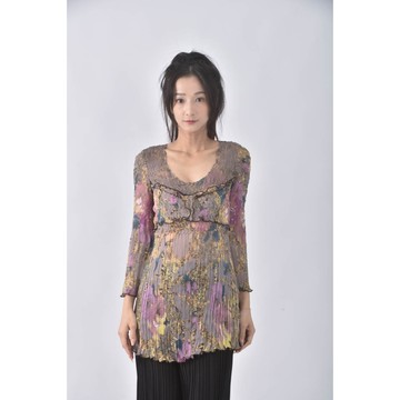 (S) anna paganie壓紋紫色長袖上衣二手衣